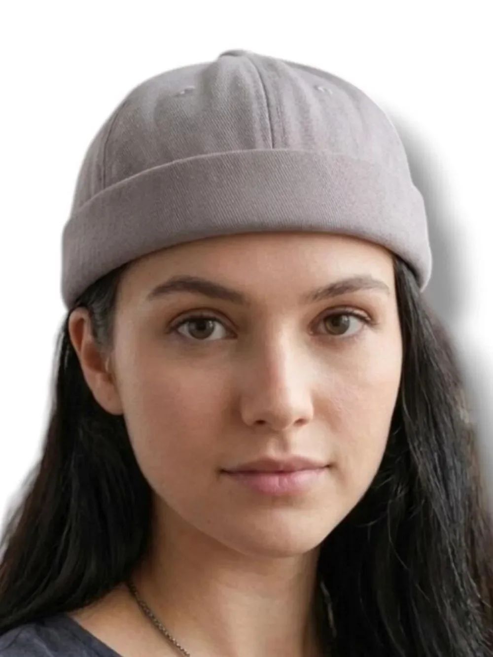 Gray Cotton Brimless Docker Hat Miki Streetwear Cap